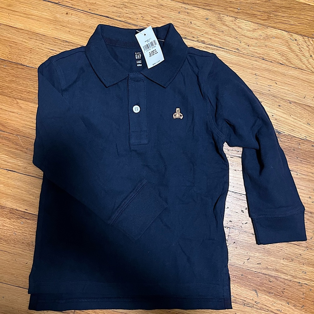 Long sleeve navy blue baby Gap polo shirt
